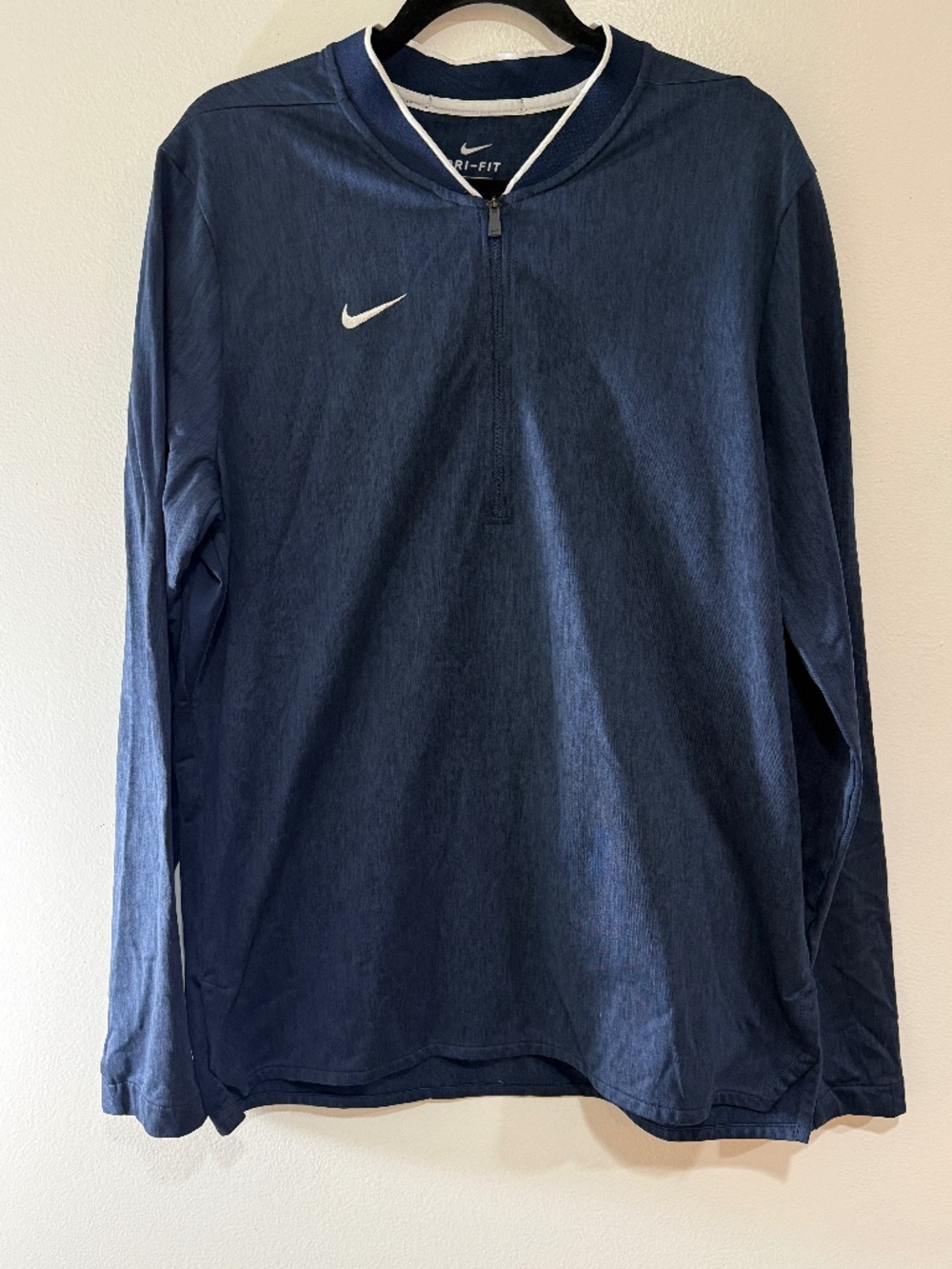 Nike Dri Fit Mens Half Zip Pullover Jacket Team Fly Rush Navy Blue Large 908359